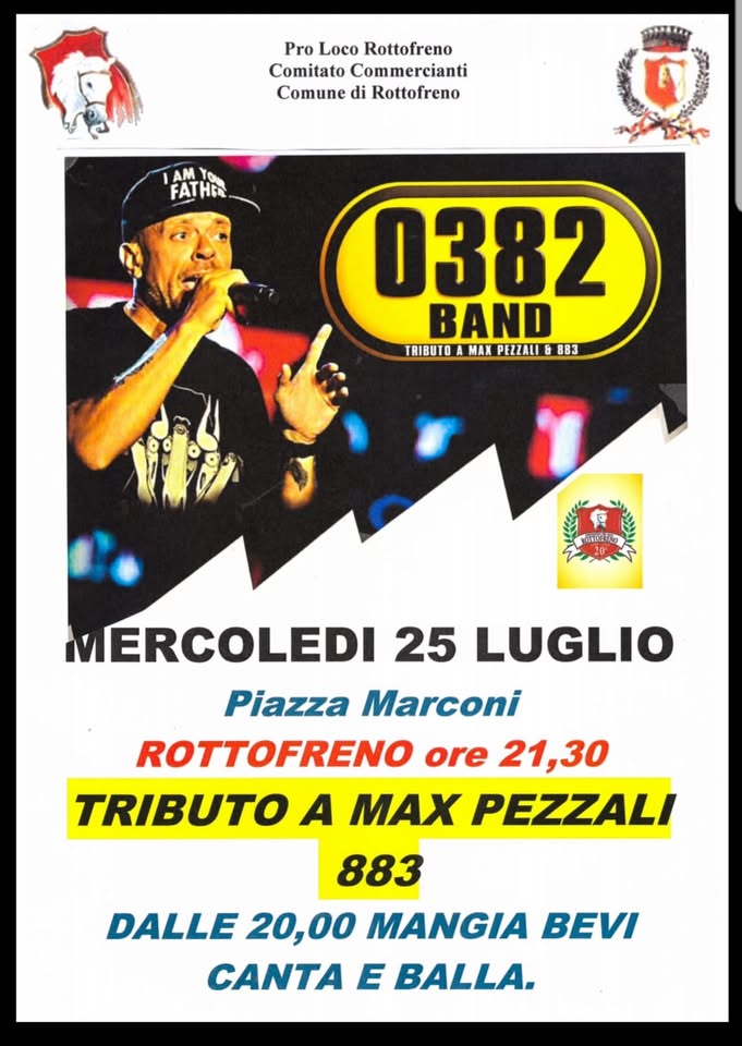 Evento Festa in Piazza con Tributo a Max Pezzali 883 Locandina Festa in Piazza con Tributo a Max Pezzali 883 - mercoledì 25 luglio ore 20:00 - 23:59