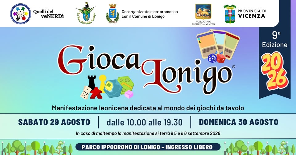 Evento Giocalonigo 9° Edizione Locandina Giocalonigo 9° Edizione - da sabato 29 agosto - domenica 30 agosto 2026 ore 10:00 ore 19:30