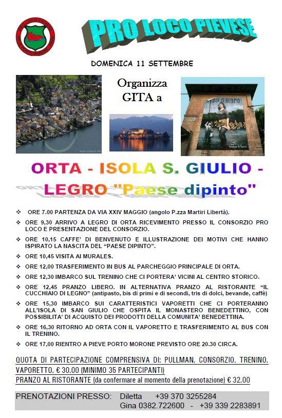 Evento Gita a Orta, Isola S. Giulio, Legro “paese dipinto” Locandina Gita a Orta, Isola S. Giulio, Legro “paese dipinto” - domenica 11 settembre ore 07:00 - 20:00