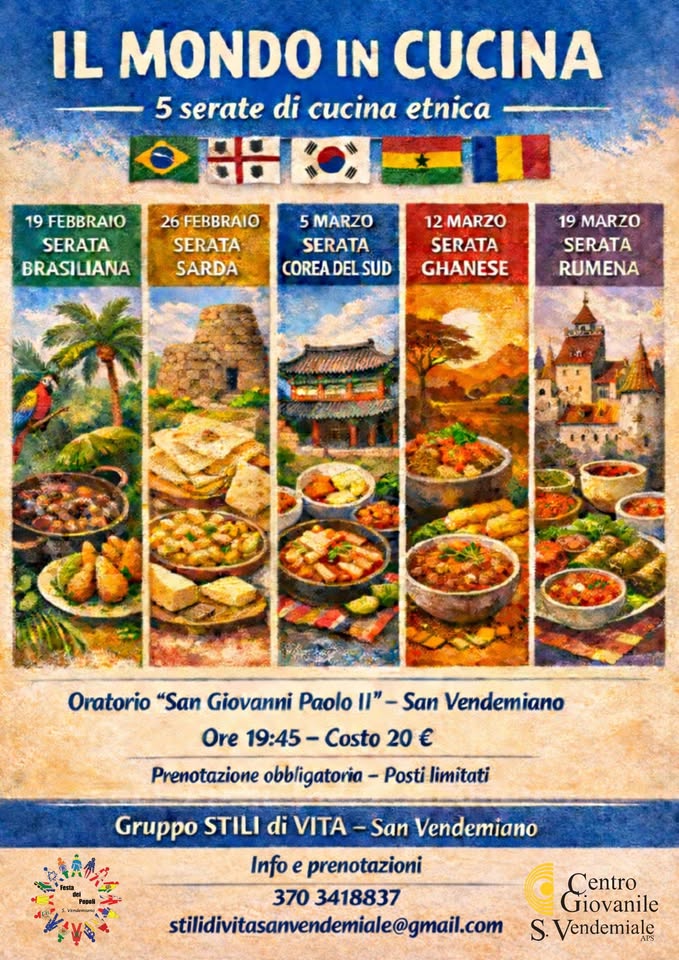 Evento Il mondo in cucina – 5 serate di cucina etnica Locandina Il mondo in cucina – 5 serate di cucina etnica - giovedì 19 febbraio ore 19:45 - 21:45