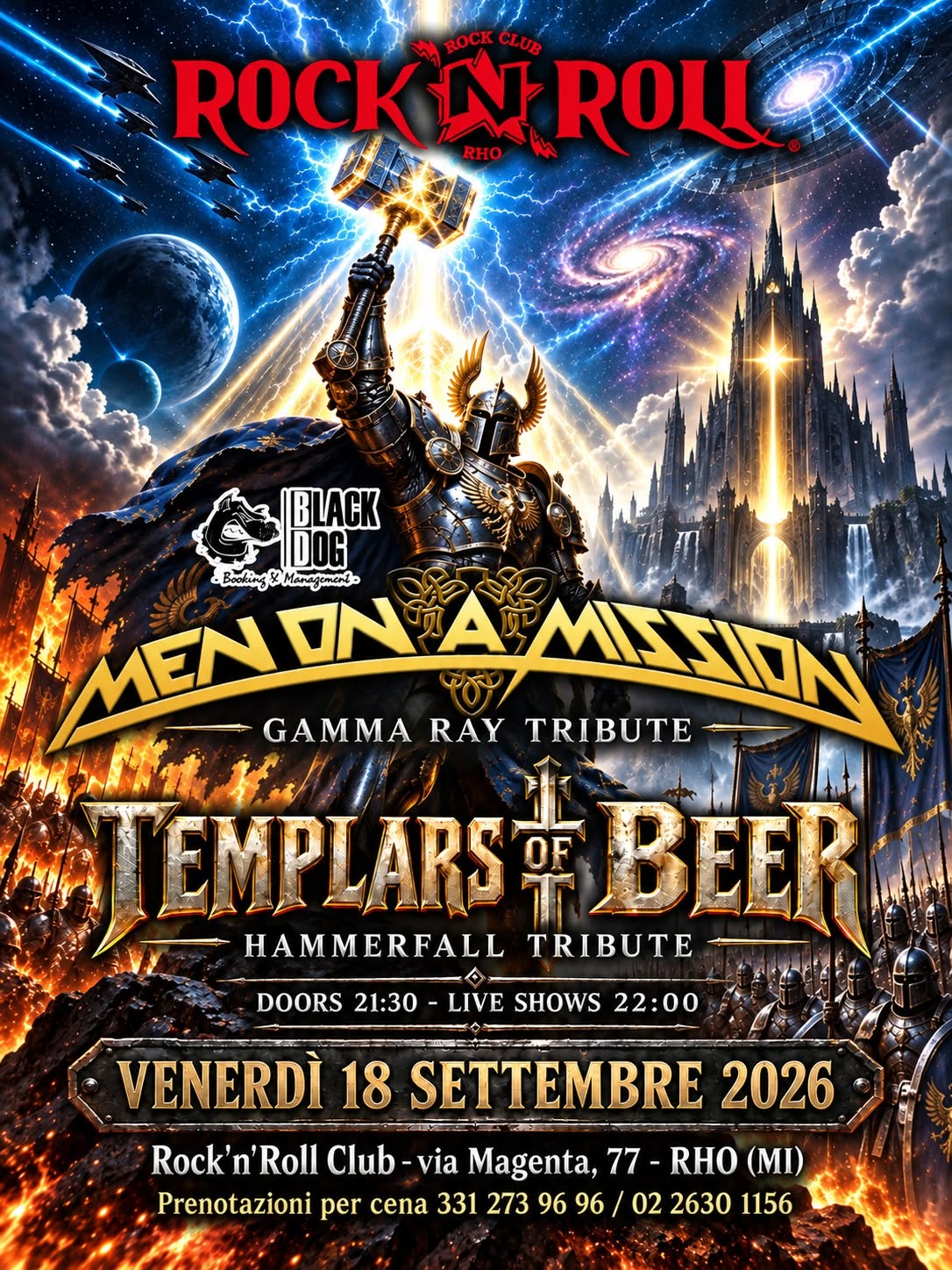 Evento Kings of Metal (MANOWAR tribute) Templars Of Beer (HAMMERFALL tribute) live – Rock’n’Roll Club RHO Locandina Kings of Metal (MANOWAR tribute) Templars Of Beer (HAMMERFALL tribute) live – Rock’n’Roll Club RHO - venerdì 18 settembre ore 21:30 - 23:30