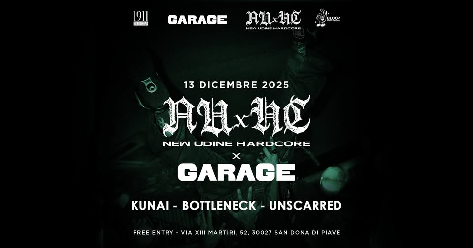 Evento Kunai Bottleneck Unscarred live – Garage Locandina Kunai Bottleneck Unscarred live – Garage - sabato 13 dicembre ore 21:00 - 23:00