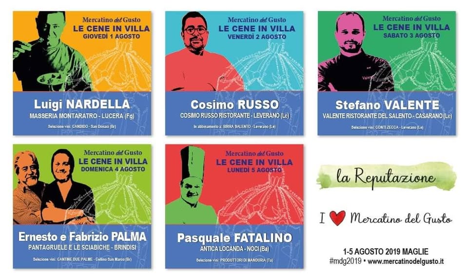 Evento Le Cene in Villa – Chef e Menu Locandina Le Cene in Villa – Chef e Menu - da giovedì 1 agosto - domenica 4 agosto 2019 ore 21:00 ore 00:00