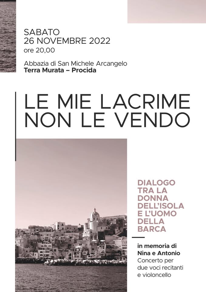 Evento LE MIE LACRIME NON LE VENDO. concerto per due voci recitanti e violoncello Locandina LE MIE LACRIME NON LE VENDO. concerto per due voci recitanti e violoncello - sabato 26 novembre ore 20:00 - 22:00