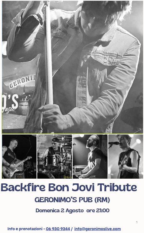 Evento Live – Geronimo’s Locandina Live – Geronimo’s - domenica 2 agosto ore 20:30 - 22:30