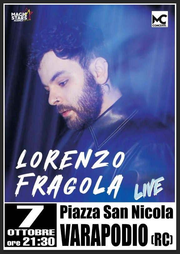 Evento Lorenzo Fragola In Concerto Locandina Lorenzo Fragola In Concerto - lunedì 7 ottobre ore 21:30 - 23:30