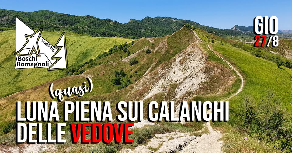 Evento Luna (quasi) piena sui Calanchi delle Vedove Locandina Luna (quasi) piena sui Calanchi delle Vedove - giovedì 27 agosto ore 20:45 - 22:45