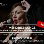 Immagine evento Memories songs Da Morricone a Gershwin, da Mancini a Bernstein REPLICA a Mola di Bari (BA) Memories songs Da Morricone a Gershwin, da Mancini a Bernstein REPLICA a Mola di Bari (BA) il 25 agosto 2026
