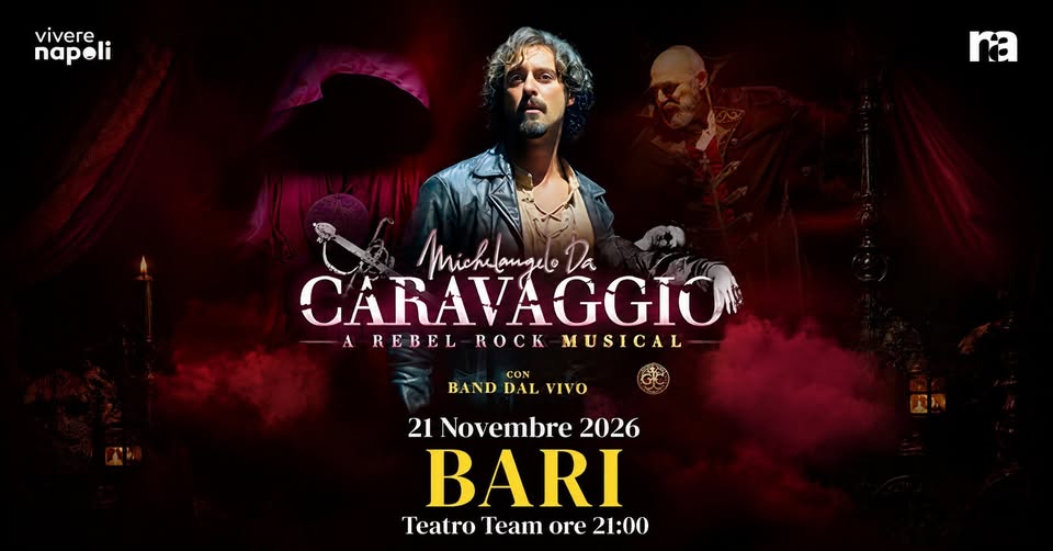 Evento Michelangelo da Caravaggio – A Rock Musical al Teatro Team di Bari Locandina Michelangelo da Caravaggio – A Rock Musical al Teatro Team di Bari - sabato 21 novembre ore 21:00 - 23:00