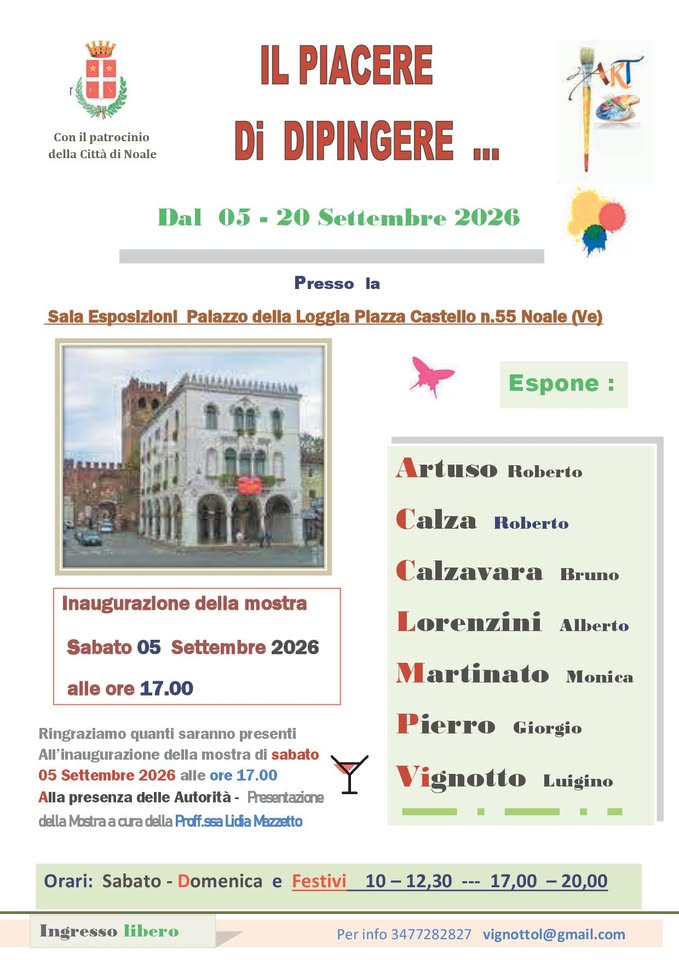 Evento Mostra Collettiva Il piacere di dipingere Locandina Mostra Collettiva Il piacere di dipingere - da sabato 5 settembre - domenica 20 settembre 2026 ore 17:00 ore 20:00