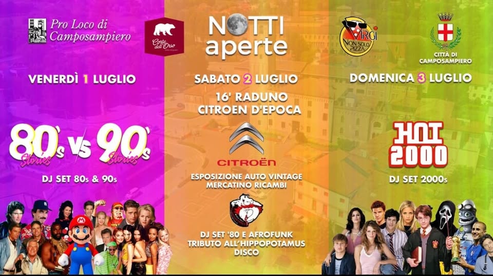 Evento Musica Sotto Le Stelle A Camposampiero Locandina Musica Sotto Le Stelle A Camposampiero - da venerdì 1 luglio - domenica 3 luglio 2022 ore 18:00 ore 22:59