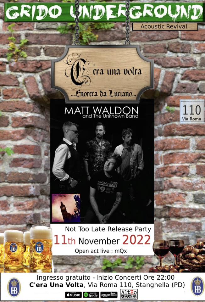 Evento “Not Too Late” Release Party Locandina “Not Too Late” Release Party - venerdì 11 novembre ore 21:30 - 23:30