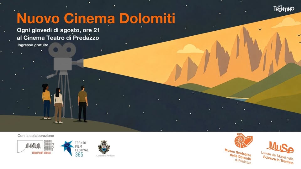 Evento Nuovo Cinema Dolomiti Locandina Nuovo Cinema Dolomiti - da giovedì 6 agosto - giovedì 27 agosto 2026 ore 21:00 ore 22:30