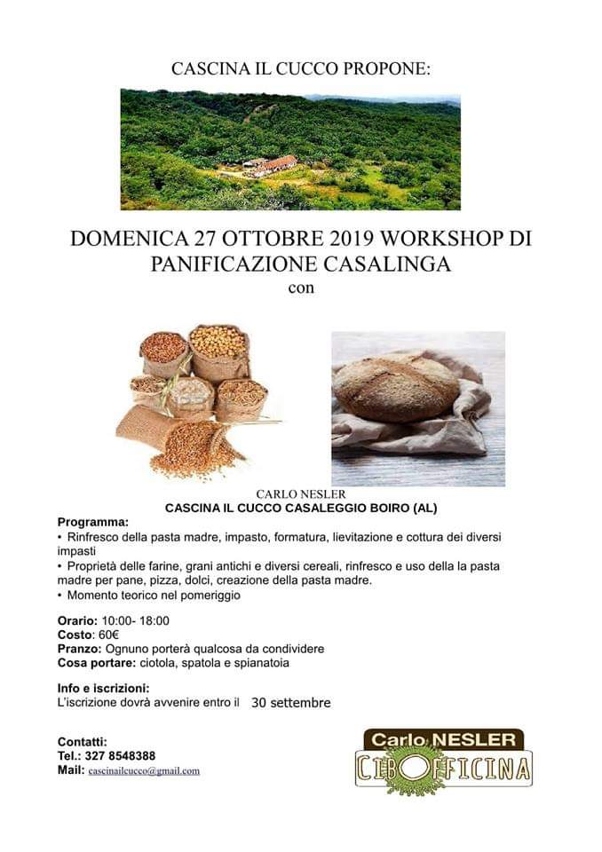 Evento Panificazione Casalinga Con Carlo Nesler Locandina Panificazione Casalinga Con Carlo Nesler - domenica 27 ottobre ore 10:00 - 18:00