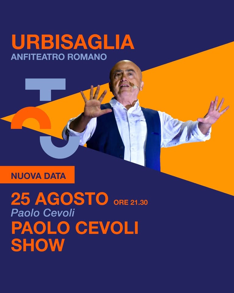 Evento PAOLO CEVOLI SHOW Anfiteatro Romano, Urbisaglia Locandina PAOLO CEVOLI SHOW Anfiteatro Romano, Urbisaglia - martedì 25 agosto ore 21:30 - 23:30