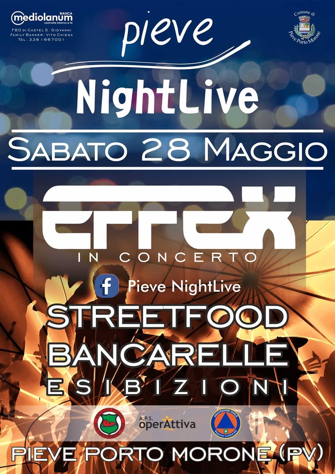 Evento Pieve NightLive – Rinviata A Sabato 28 Maggio Locandina Pieve NightLive – Rinviata A Sabato 28 Maggio - sabato 28 maggio ore 12:00 - 14:00