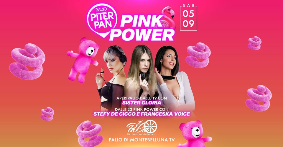 Evento Piterpan Pink Power – Palio di Montebelluna Montebelluna TV Locandina Piterpan Pink Power – Palio di Montebelluna Montebelluna TV - sabato 5 settembre ore 19:00 - 21:00