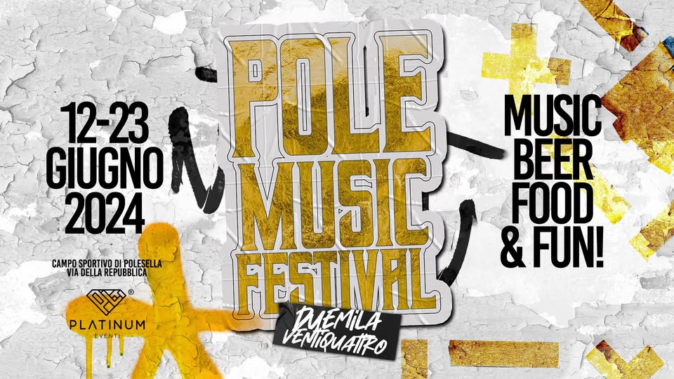 Evento Pole Music Festival – dal 12 al 23 giugno @Polesella Locandina Pole Music Festival – dal 12 al 23 giugno @Polesella - da mercoledì 12 giugno - domenica 23 giugno 2024 ore 19:00
