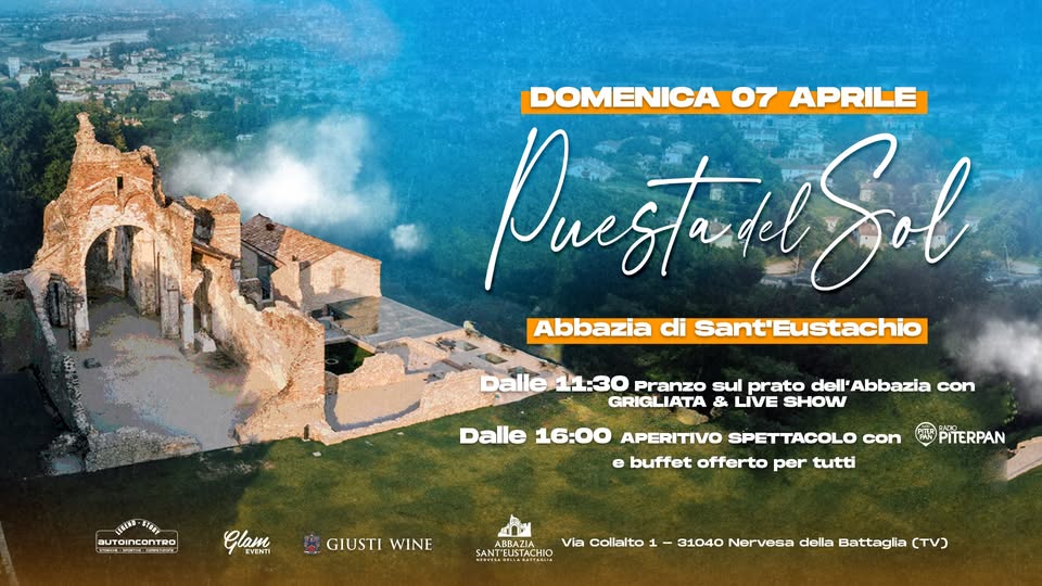 Evento Puesta del Sol – Abbazia di San’t Eustachio – Domenica 07 aprile Locandina Puesta del Sol – Abbazia di San’t Eustachio – Domenica 07 aprile - domenica 7 aprile ore 11:30 - 13:30