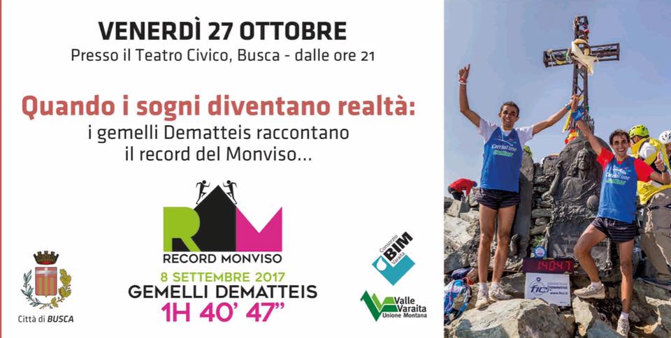 Evento Quando i sogni diventano realtà, i gemelli Dematteis raccontano il record Locandina Quando i sogni diventano realtà, i gemelli Dematteis raccontano il record - venerdì 27 ottobre ore 21:00 - 23:00