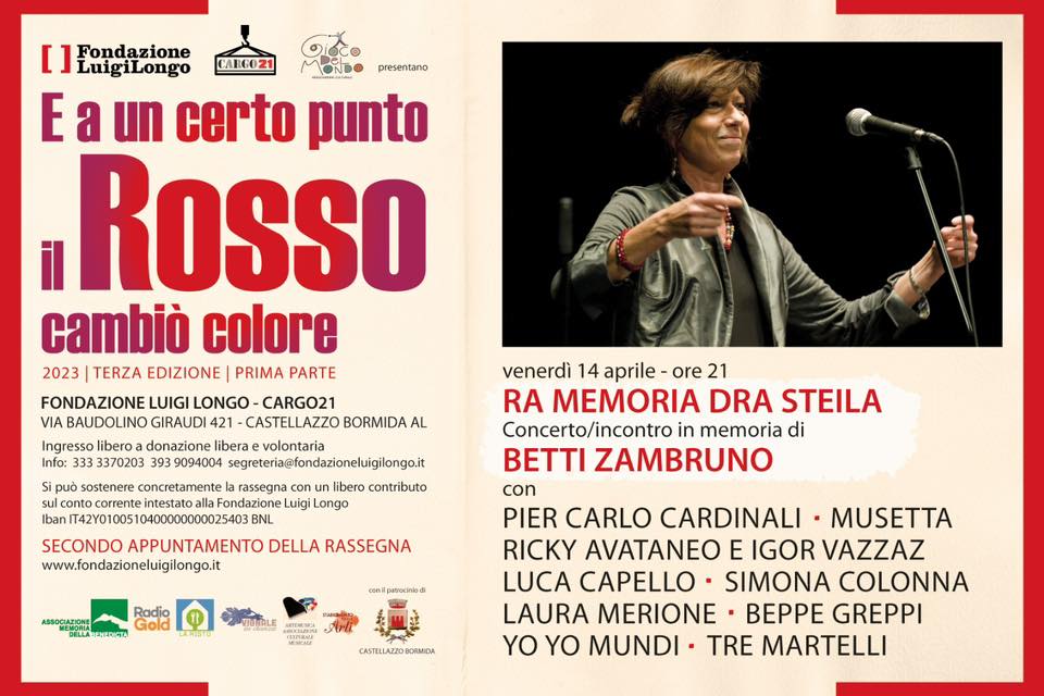 Evento Ra Memoria Dra Steila concerto per Betti Zambruno Locandina Ra Memoria Dra Steila concerto per Betti Zambruno - venerdì 14 aprile ore 21:00 - 23:30