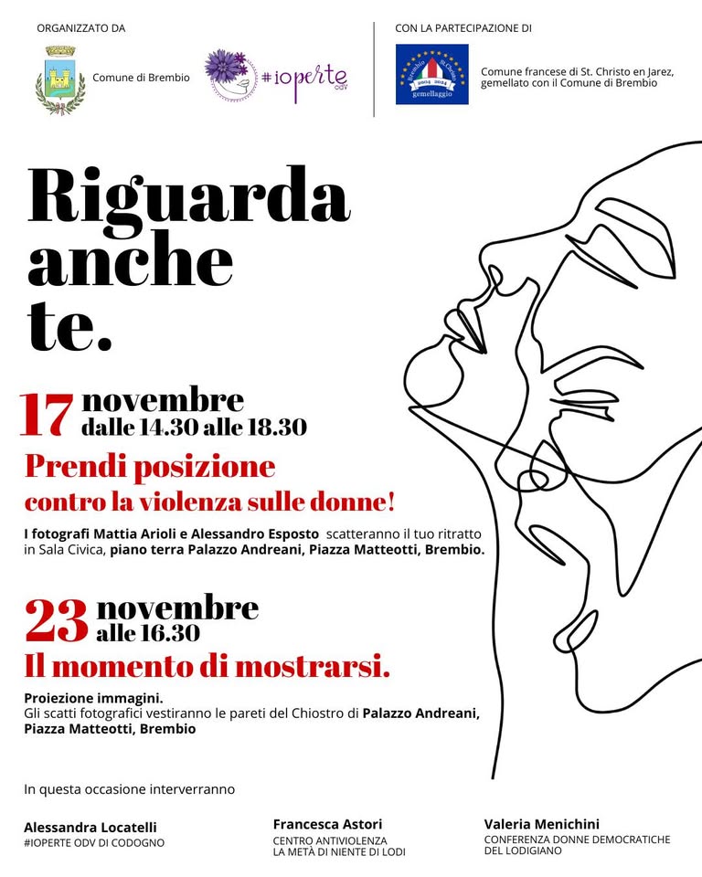 Evento “Riguarda anche te” – Evento per la Giornata Internazionale contro la Violenza sulle Donne Locandina “Riguarda anche te” – Evento per la Giornata Internazionale contro la Violenza sulle Donne - da domenica 17 novembre - sabato 23 novembre 2024 ore 14:30 ore 18:00