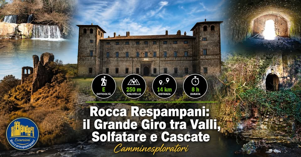 Evento Rocca Respampani il Grande Giro tra Valli, Solfatare e Cascate Locandina Rocca Respampani il Grande Giro tra Valli, Solfatare e Cascate - domenica 23 agosto ore 09:00 - 11:00