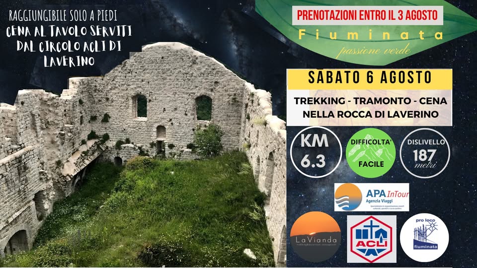 Evento Rocca Santa Lucia – Trek & Gran Cena In Ambiente Suggestivo – Serviti Dal Circolo Acli Di Laverino Locandina Rocca Santa Lucia – Trek & Gran Cena In Ambiente Suggestivo – Serviti Dal Circolo Acli Di Laverino - sabato 6 agosto ore 18:00 - 23:45