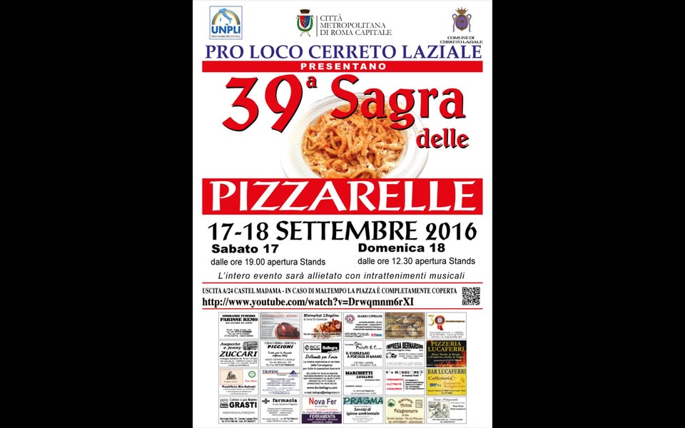 Evento Sagra delle Pizzarelle 17 – 18 Settembre Locandina Sagra delle Pizzarelle 17 – 18 Settembre - da sabato 17 settembre - domenica 18 settembre 2016 ore 17:00 ore 23:00