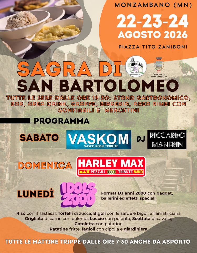 Evento Sagra Di San Bartolomeo 2026 Locandina Sagra Di San Bartolomeo 2026 - sabato 22 agosto ore 18:30 - 20:30