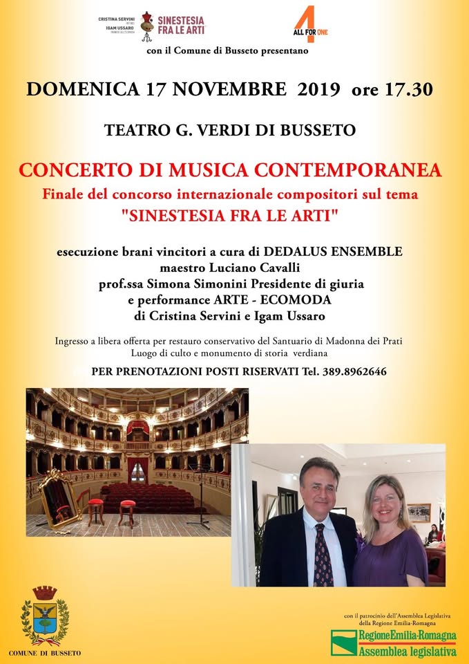 Evento Sinestesia fra le Arti – Concerto Conclusivo Locandina Sinestesia fra le Arti – Concerto Conclusivo - domenica 17 novembre ore 17:30 - 20:30