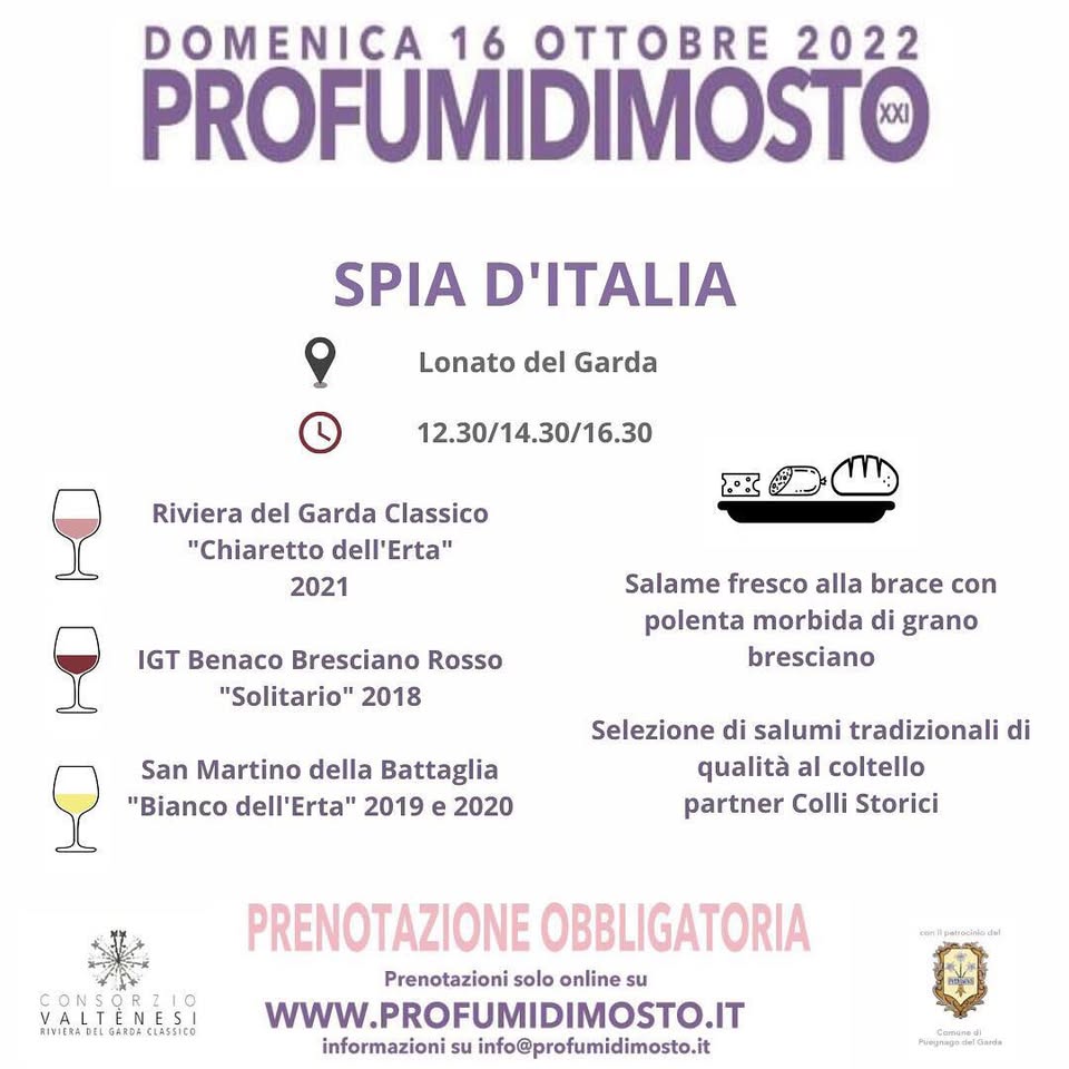 Evento Spia D’italia – Profumi Di Mosto 2022 Locandina Spia D’italia – Profumi Di Mosto 2022 - domenica 16 ottobre ore 12:30 - 14:30