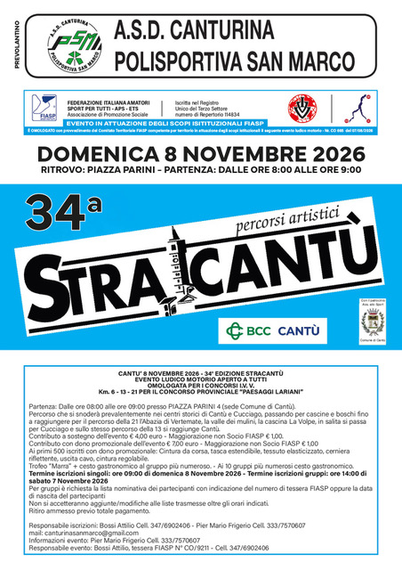 Evento StraCantù Locandina StraCantù - domenica 8 novembre ore 08:00 - 09:00