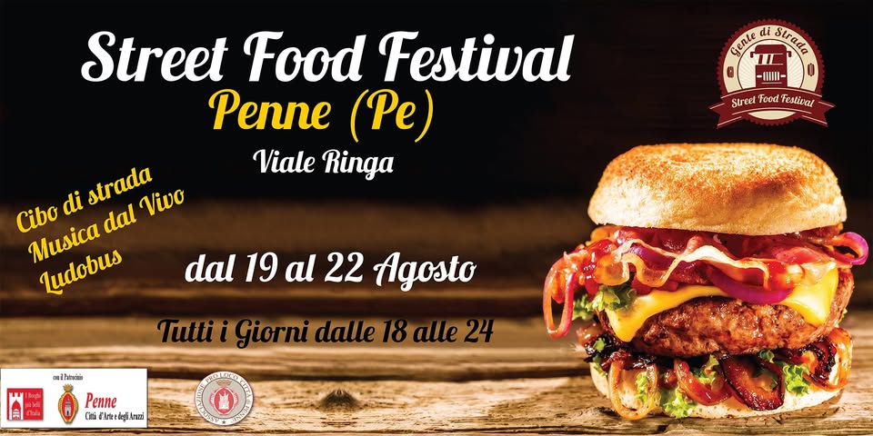 Evento Street Food Festival – Penne (PE) Locandina Street Food Festival – Penne (PE) - da giovedì 19 agosto - domenica 22 agosto 2021 ore 18:00 ore 23:00