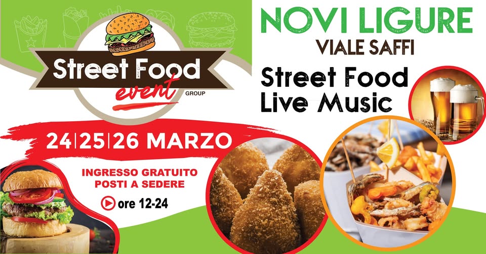 Evento Street Food & Live Music – Novi Ligure (Al) Locandina Street Food & Live Music – Novi Ligure (Al) - da venerdì 24 marzo - domenica 26 marzo 2023 ore 12:00 ore 23:45