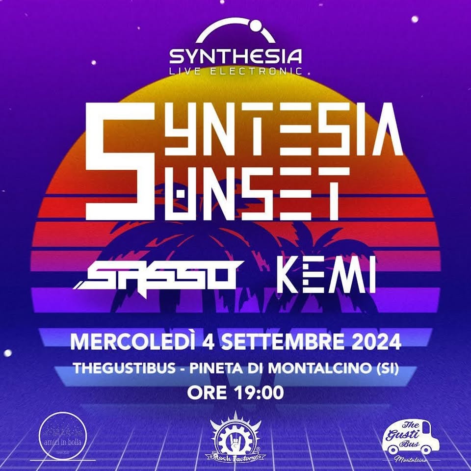 Evento Synthesia Sunset Locandina Synthesia Sunset - mercoledì 4 settembre ore 19:00 - 21:00