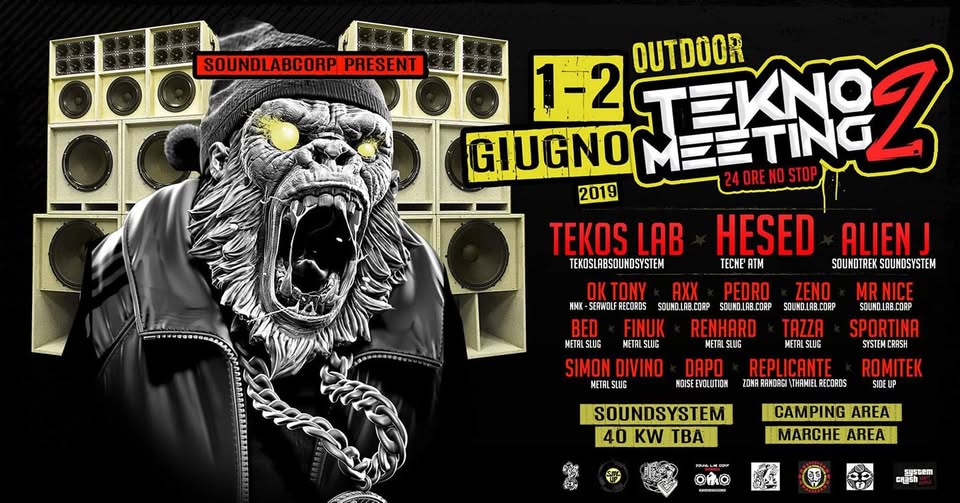 Evento Tekno Meeting 2′ Party Locandina Tekno Meeting 2′ Party - da sabato 1 giugno - domenica 2 giugno 2019 ore 18:00