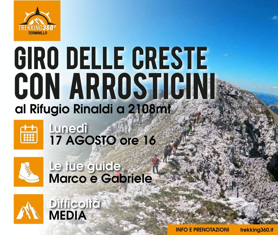 Evento Terminillo, il giro delle Creste sotto le stelle Locandina Terminillo, il giro delle Creste sotto le stelle - lunedì 17 agosto ore 16:00 - 23:00