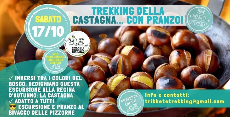 Evento Trekking della Castagna con Pranzo al Bivacco delle Pizzorne! Locandina Trekking della Castagna con Pranzo al Bivacco delle Pizzorne! - sabato 17 ottobre ore 09:40 - 11:40