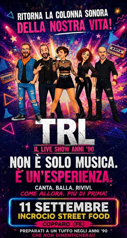 Evento Trl Live – Incrocio Street Food Locandina Trl Live – Incrocio Street Food - venerdì 11 settembre ore 21:30 - 23:30