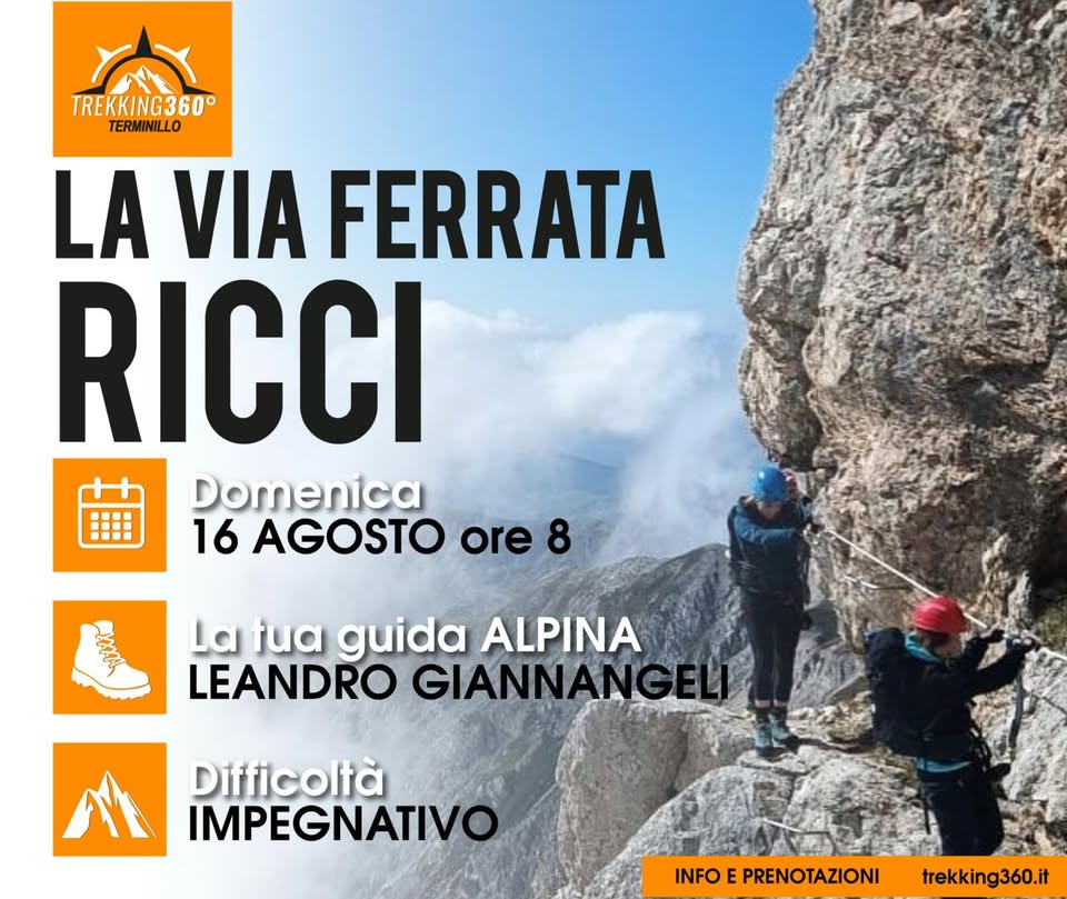 Evento Vetta Orientale del Gran Sasso, la Via Ferrata Ricci con Guida Alpina Locandina Vetta Orientale del Gran Sasso, la Via Ferrata Ricci con Guida Alpina - domenica 16 agosto ore 08:00 - 14:00