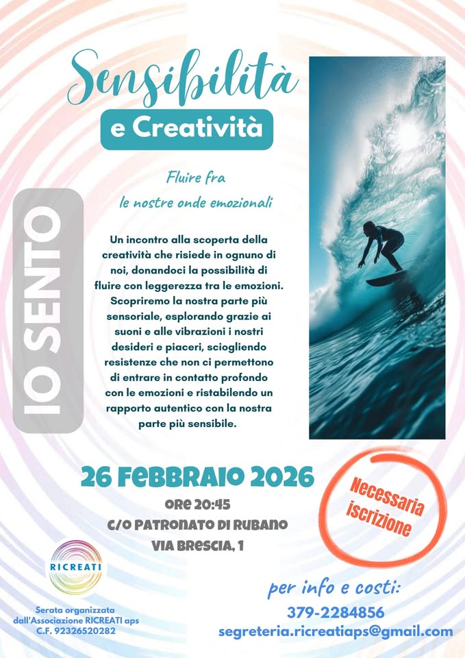 Evento Vibrazioni Emozionali Sensibilità E Creatività Locandina Vibrazioni Emozionali Sensibilità E Creatività - giovedì 26 febbraio ore 20:45 - 22:45