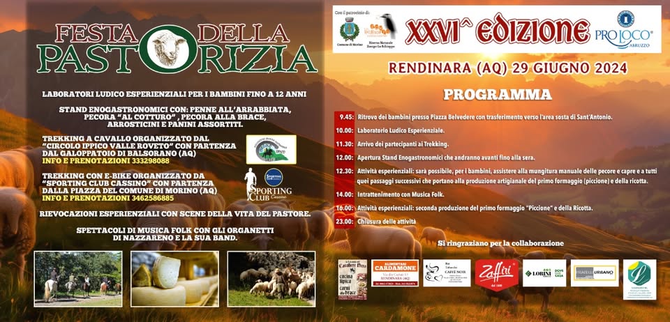 Evento Xxvi Festa Della Pastorizia Locandina Xxvi Festa Della Pastorizia - sabato 29 giugno ore 00:00 - 02:00