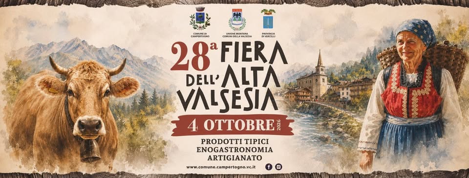 Evento 28° Fiera dell’Alta Valsesia – Campertogno Locandina 28° Fiera dell’Alta Valsesia – Campertogno - domenica 4 ottobre ore 09:00 - 11:00