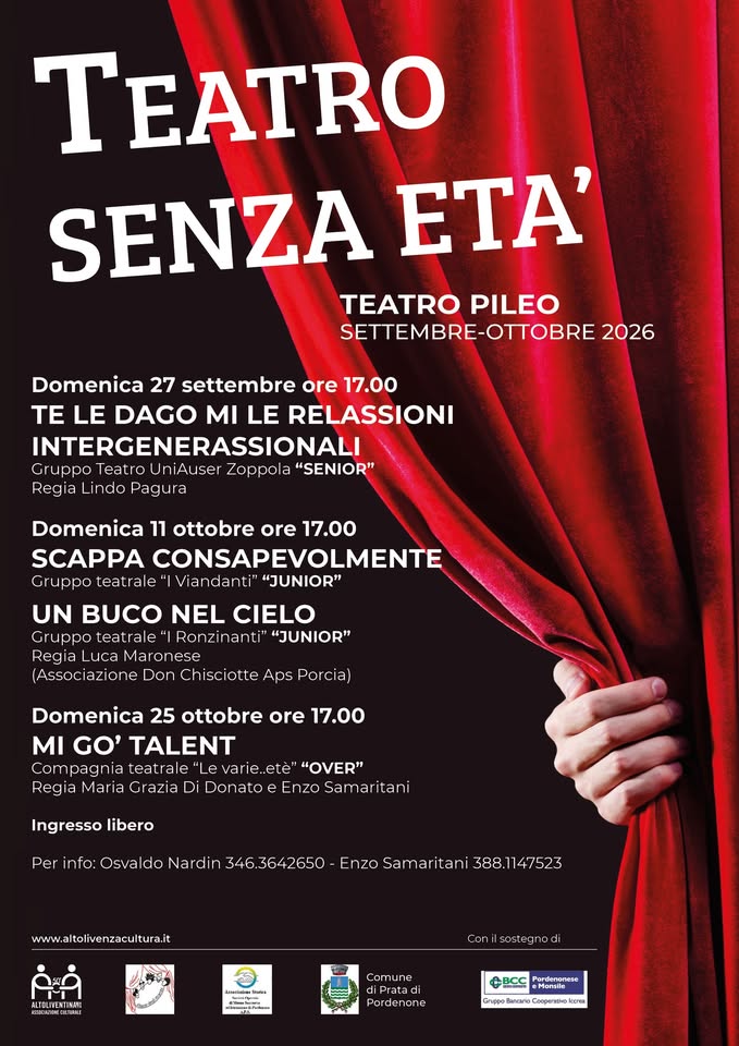 Evento A Prata di Pordenone Compagnia teatrale “Le varie…tè” presenta MI GÒ TALENT Locandina A Prata di Pordenone Compagnia teatrale “Le varie…tè” presenta MI GÒ TALENT - domenica 25 ottobre ore 16:30 - 18:30