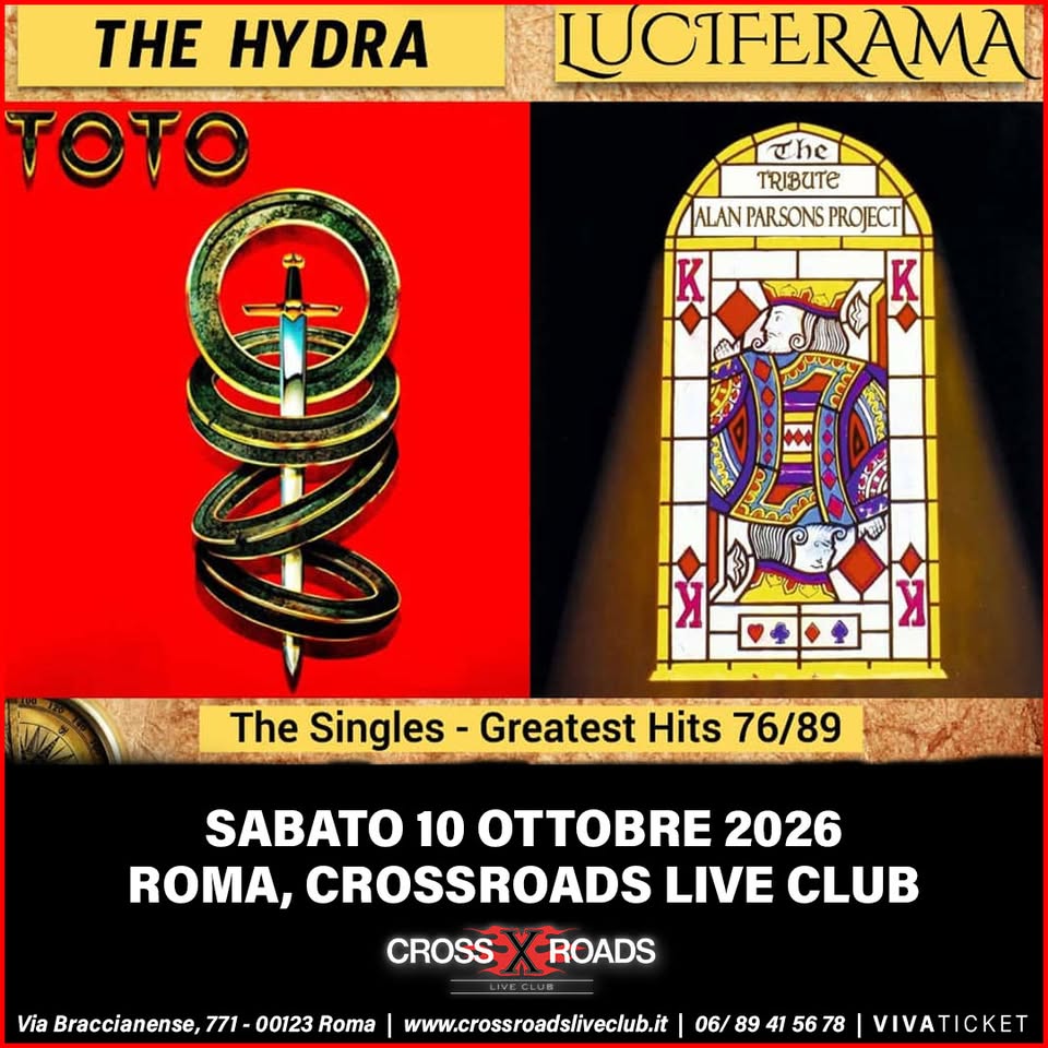 Evento Alan Parsons & Toto Night tribute Roma, CrossRoads Live Club Locandina Alan Parsons & Toto Night tribute Roma, CrossRoads Live Club - sabato 10 ottobre ore 20:00 - 22:00