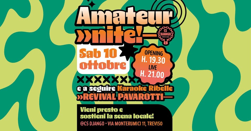 Evento Amateur Nite Karaoke ribelle 10.10.2026 Locandina Amateur Nite Karaoke ribelle 10.10.2026 - sabato 10 ottobre ore 19:30 - 21:30
