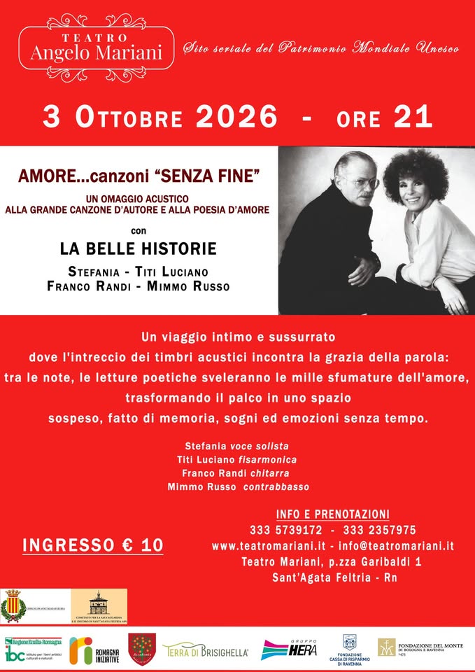 Evento Amore… canzoni “Senza Fine” – la canzone d’autore sposa la poesia dell’anima Locandina Amore… canzoni “Senza Fine” – la canzone d’autore sposa la poesia dell’anima - sabato 3 ottobre ore 21:00 - 23:00