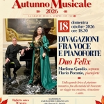 Immagine evento Autunno Musicale – ‘ Divagazioni Fra Voce E Pianoforte’ – Duo Felix a Barletta (BT) Autunno Musicale - ' Divagazioni Fra Voce E Pianoforte' - Duo Felix a Barletta (BT) il 18 ottobre 2026