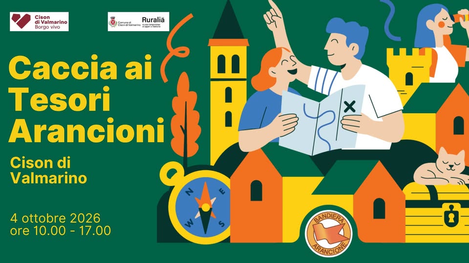 Evento Caccia ai Tesori Arancioni a Cison di Valmarino (TV) Locandina Caccia ai Tesori Arancioni a Cison di Valmarino (TV) - domenica 4 ottobre ore 10:00 - 18:00
